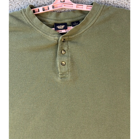 Mens Dockers Green Henley Shirt XL Long Sleeve Cotton Casual Top - Picture 2 of 16
